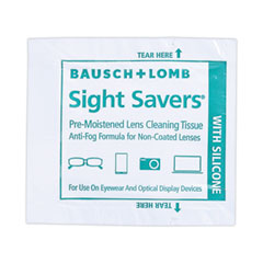 Bausch & Lomb Sight Savers Pre-Moistened Anti-Fog Tissues with Silicone, 8 x 5, 100/Box