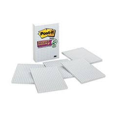 Post-it® Notes Super Sticky Grid Notes, Quad Ruled, 4" x 6", White, 50 Sheets/Pad, 6 Pads/Pack