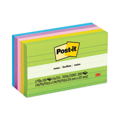 Post-it® Notes Original Pads in Floral Fantasy Collection Colors, Note Ruled, 3" x 5", 100 Sheets/Pad, 5 Pads/Pack