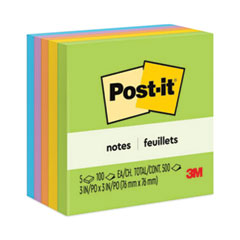 Post-it® Notes Original Pads in Floral Fantasy Collection Colors, 3" x 3", 100 Sheets/Pad, 5 Pads/Pack