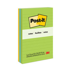 Post-it® Notes Original Pads in Floral Fantasy Collection Colors, Note Ruled, 4" x 6", 100 Sheets/Pad, 3 Pads/Pack