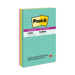 Post-it® Notes Super Sticky Pads in Supernova Neon Collection Colors, Note Ruled, 4" x 6", 90 Sheets/Pad, 3 Pads/Pack