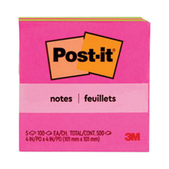 Post-it® Notes Original Pads in Poptimistic Collection Colors, 4" x 4", 100 Sheets/Pad, 5 Pads/Pack