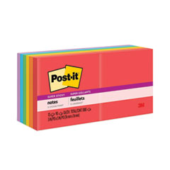 Post-it® Notes Super Sticky Pads in Playful Primary Collection Colors, 3" x 3", 90 Sheets/Pad, 12 Pads/Pack