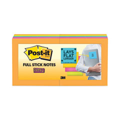 Post-it® Notes Super Sticky Full Stick Notes, 3" x 3", Energy Boost Collection Colors, 25 Sheets/Pad, 16 Pads/Pack