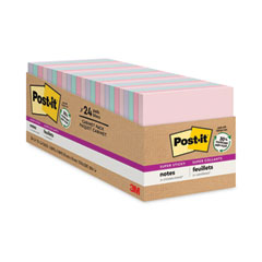 Post-it® Notes Super Sticky Recycled Notes in Wanderlust Pastel Collection Colors, Cabinet Pack, 3" x 3", 70 Sheets/Pad, 24 Pads/Pack