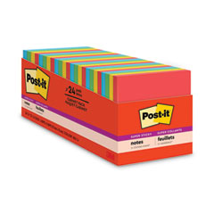 Post-it® Notes Super Sticky Pads in Playful Primary Collection Colors, Cabinet Pack, 3" x 3", 70 Sheets/Pad, 24 Pads/Pack