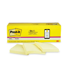 Post-it® Notes Super Sticky Pads in Canary Yellow, Cabinet Pack, 3" x 3", 90 Sheets/Pad, 24 Pads/Pack