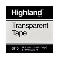 Highland™ Transparent Tape, 1" Core, 0.5" x 36 yds, Clear