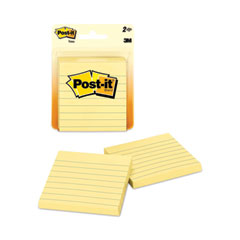 Post-it® Notes Original Pads in Canary Yellow, Note Ruled, 3" x 3", 100 Sheets/Pad, 2 Pads/Pack