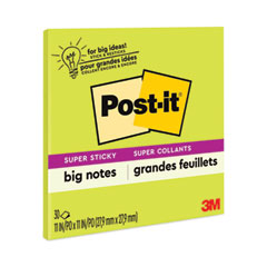Post-it® Notes Super Sticky Big Notes, Unruled, 11 x 11, Green, 30 Sheets