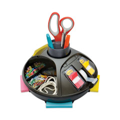 3M™ Rotary Self-Stick Notes Dispenser, 14 Compartments, Plastic, 10" Diameter x 6"h, Black