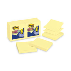 Post-it® Dispenser Notes Super Sticky Pop-up 3 x 3 Note Refill, 3" x 3", Canary Yellow, 90 Sheets/Pad, 12 Pads/Pack