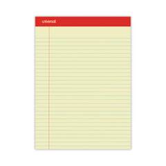 Universal® Perforated Ruled Writing Pads, Wide/Legal Rule, Red Headband, 50 Canary-Yellow 8.5 x 11.75 Sheets, Dozen