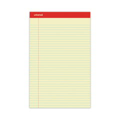 Universal® Perforated Ruled Writing Pads, Wide/Legal Rule, Red Headband, 50 Canary-Yellow 8.5 x 14 Sheets, Dozen