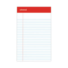 Universal® Perforated Ruled Writing Pads, Narrow Rule, Red Headband, 50 White 5 x 8 Sheets, Dozen