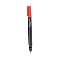 Sharpie® Water-Resistant Ink Porous Point Pen, Stick, Fine 0.4 mm, Red Ink, Black/Gray/Red Barrel, Dozen