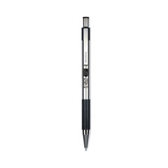 Zebra® F-301 Ballpoint Pen, Retractable, Fine 0.7 mm, Black Ink, Stainless Steel/Black Barrel, 2/Pack