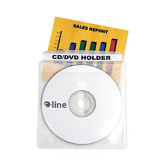 C-Line® Deluxe Individual CD/DVD Holders, 2 Disc Capacity, Clear/White, 50/Box