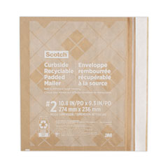 Scotch™ Curbside Recyclable Padded Mailer, #2, Bubble Cushion, Self-Adhesive Closure, 11.25 x 12, Natural Kraft, 100/Carton