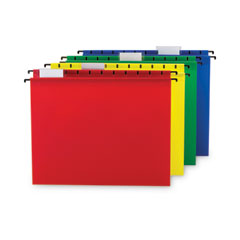 Smead® Poly Hanging Folders, Letter Size, 1/5-Cut Tabs, Assorted Colors, 12/Pack