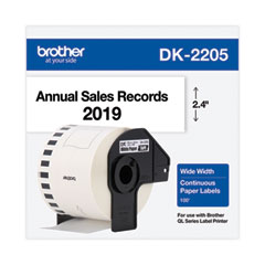 Brother Continuous Paper Label Tape, 2.4" x 100 ft Roll, White