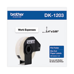 Brother Die-Cut File Folder Labels, 0.66" x 3.4", White, 300/Roll