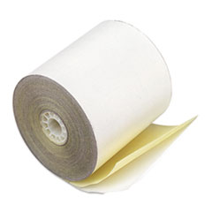 Iconex™ Impact Printing Carbonless Paper Rolls, 3" x 90 ft, White/Canary, 50/Carton