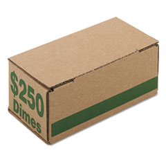 Iconex™ Corrugated Cardboard Coin Storage with Denomination Printed On Side, 8.06 x 3.31 x 3.19,  Green