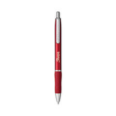 S-Gel Premium Metal Barrel Gel Pen, Retractable, Medium 0.7 mm, Black Ink, Red Barrel, 4/Pack