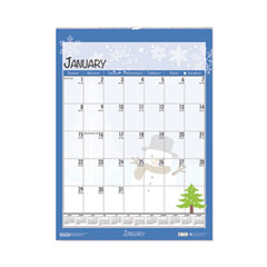 House of Doolittle™ Recycled Seasonal Wall Calendar, Illustrated Seasons Artwork, 12 x 16.5, 12-Month (Jan to Dec): 2024