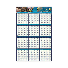 House of Doolittle™ Earthscapes Recycled Reversible/Erasable Yearly Wall Calendar, Sea Life Photos, 24 x 37, White Sheets, 12-Month(Jan-Dec):2024