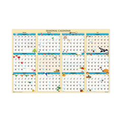 House of Doolittle™ Recycled Seasonal Laminated Wall Calendar, Earthscapes Illustrated Seasons Artwork, 24 x 37, 12-Month (Jan to Dec): 2023