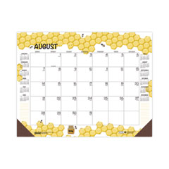 House of Doolittle™ Recycled Honeycomb Desk Pad Calendar, 22 x 17, White/Multicolor Sheets, Brown Corners, 12-Month (Aug to July): 2023