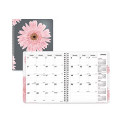 Brownline® Essential Collection 14-Month Ruled Monthly Planner, 8.88 x 7.13, Daisy Black/Pink Cover, 14-Month (Dec to Jan): 2023 to 2025