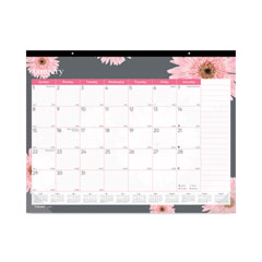 Brownline® Monthly Desk Pad Calendar, 22 x 17, Pink/White Sheets, Black Binding, 12-Month (Jan to Dec): 2024