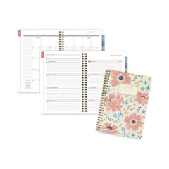 AT-A-GLANCE® Badge Floral Weekly/Monthly Planner, Badge Floral Artwork, 8.5x5.5, Blue/Green/Pink Cover, 13-Month(Jan to Jan): 2023 to 2024