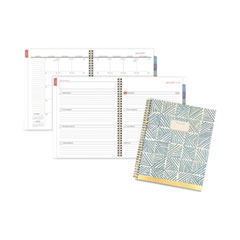 AT-A-GLANCE® Badge Hand Drawn Geo Weekly/Monthly Planner, Badge Geo Artwork, 11x8.5, Blue/White Cover, 13-Month(Jan to Jan): 2023 to 2024
