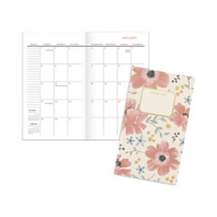 AT-A-GLANCE® Badge Floral Two-Year Monthly Planner, Badge Floral Artwork, 6 x 3.5, Blue/Green Cover, 24-Month (Jan to Dec): 2023 to 2024