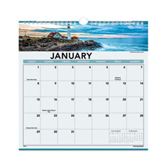 AT-A-GLANCE® Landscape Monthly Wall Calendar, Landscapes Photography, 12 x 12, White/Multicolor Sheets, 12-Month (Jan to Dec): 2022