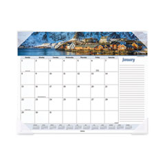 AT-A-GLANCE® Seascape Panoramic Desk Pad, Seascape Panoramic Photography, 22 x 17, White Sheets, Clear Corners, 12-Month (Jan-Dec): 2022