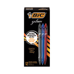 BIC® Gel-ocity Quick Dry Gel Pen, Retractable, Fine 0.7 mm, Three Assorted Ink and Barrel Colors, Dozen
