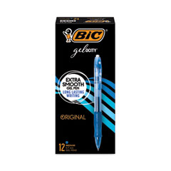 BIC® Gel-ocity Gel Pen, Retractable, Medium 0.7 mm, Blue Ink, Translucent Blue Barrel, Dozen