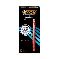 BIC® Gel-ocity Gel Pen, Retractable, Medium 0.7 mm, Red Ink, Translucent Red Barrel, Dozen