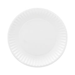 AJM Packaging Corporation Coated Paper Plates, 6" dia, White, 100/Pack, 12 Packs/Carton