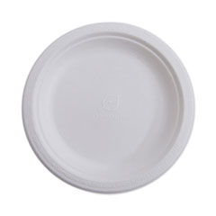 Eco-Products® Renewable and Compostable Sugarcane Dinnerware, Plate, 10" dia, Natural White, 50/Pack, 10 Packs/Carton