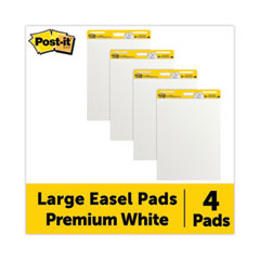 Post-it® Easel Pads Super Sticky Vertical-Orientation Self-Stick Easel Pad Value Pack, Unruled, 25 x 30, White, 30 Sheets, 4/Carton