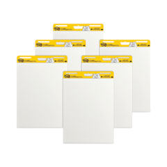 Post-it® Easel Pads Super Sticky Vertical-Orientation Self-Stick Easel Pad Value Pack, Unruled, 25 x 30, White, 30 Sheets, 6/Carton