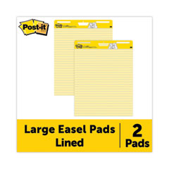Post-it® Easel Pads Super Sticky Vertical-Orientation Self-Stick Easel Pads, Presentation Format (1.5" Rule), 25 x 30, Yellow, 30 Sheets, 2/Carton