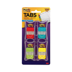 Post-it® Tabs 1" Plain Solid Color Tabs, 1/5-Cut, Assorted Colors, 1" Wide, 100/Pack